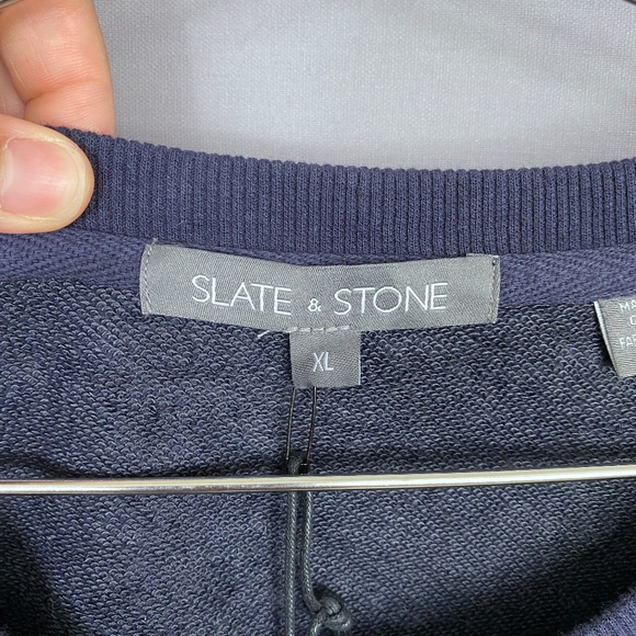 Slate & Stone Mens Brett Raglan Sweatshirt in Navy Light Grey Colorblock… - Picture 6 of 8